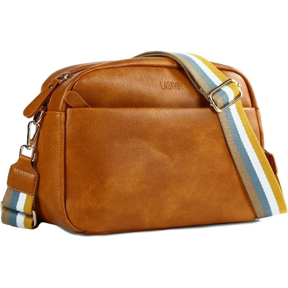 Crossbody Bag Vegan Leather Large Capacity Unisex Purse with Adjustable Strap